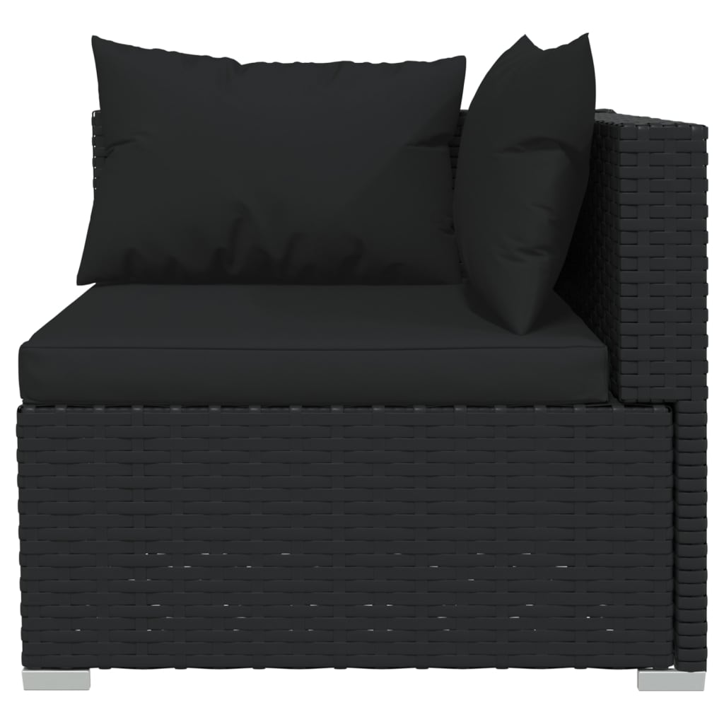 10 pcs conjunto lounge de jardim c/ almofadões vime PE preto - Leva - Me - Contigo