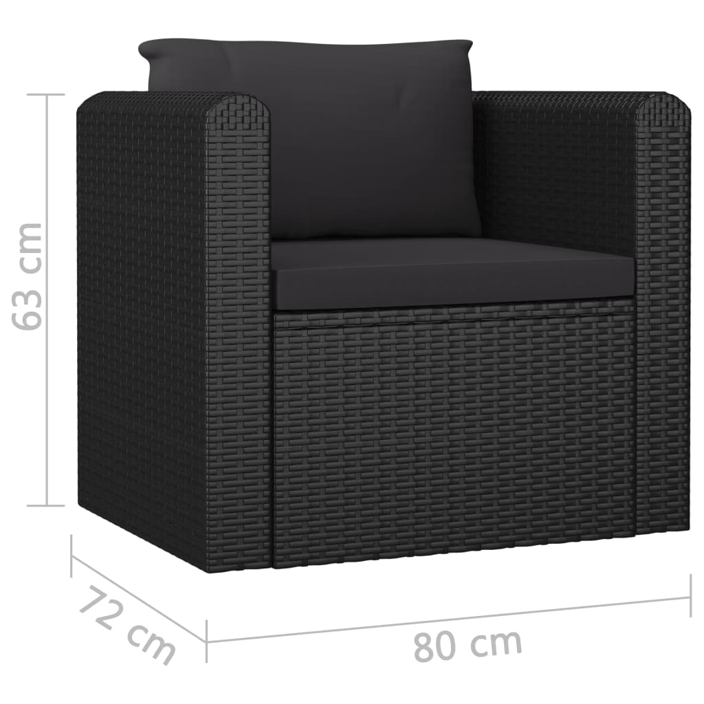 10 pcs conjunto lounge de jardim c/ almofadões vime PE preto - Leva - Me - Contigo