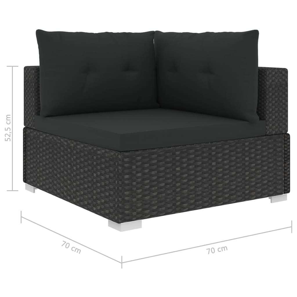 10 pcs conjunto lounge de jardim c/ almofadões vime PE preto - Leva - Me - Contigo