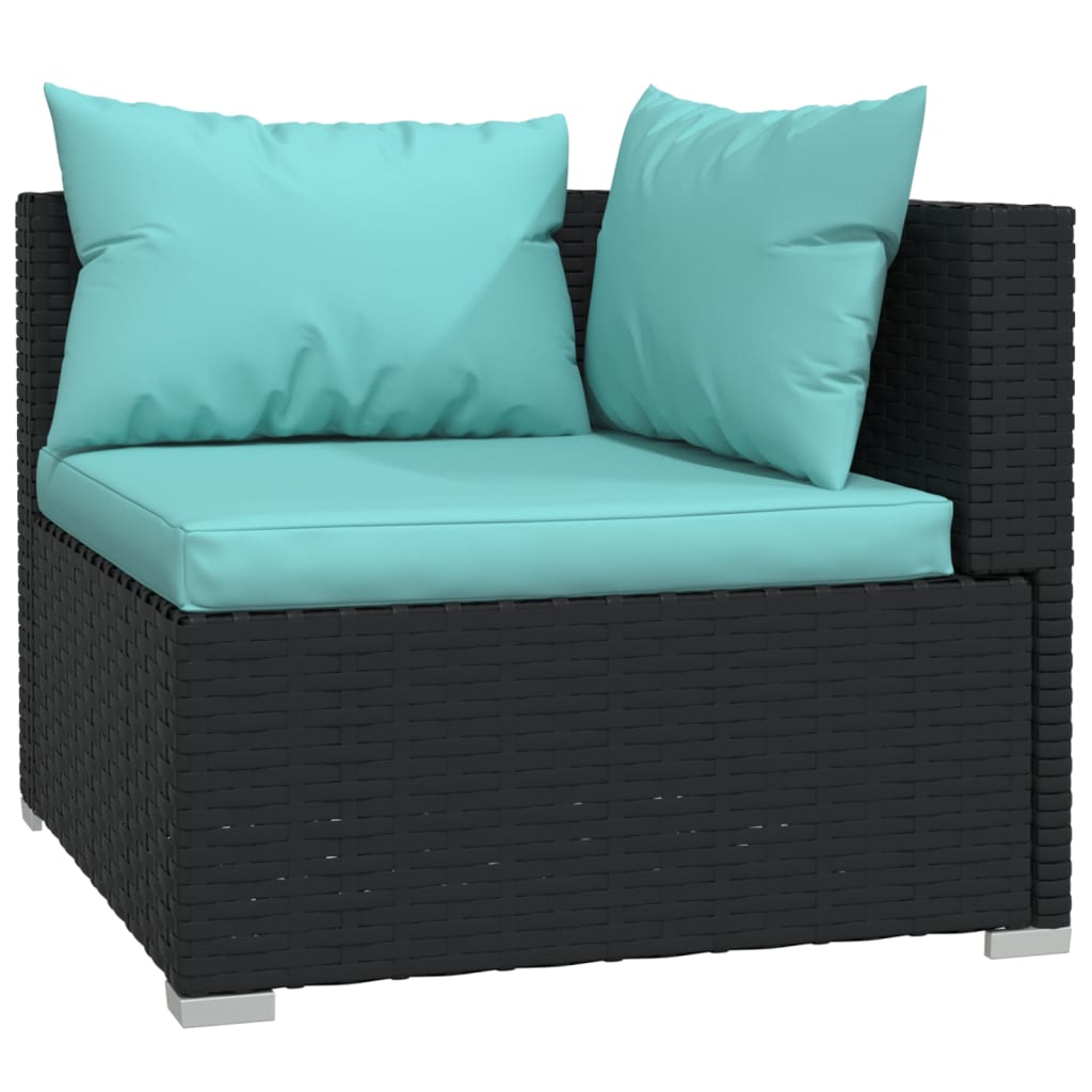 10 pcs conjunto lounge de jardim c/ almofadões vime PE preto - Leva - Me - Contigo