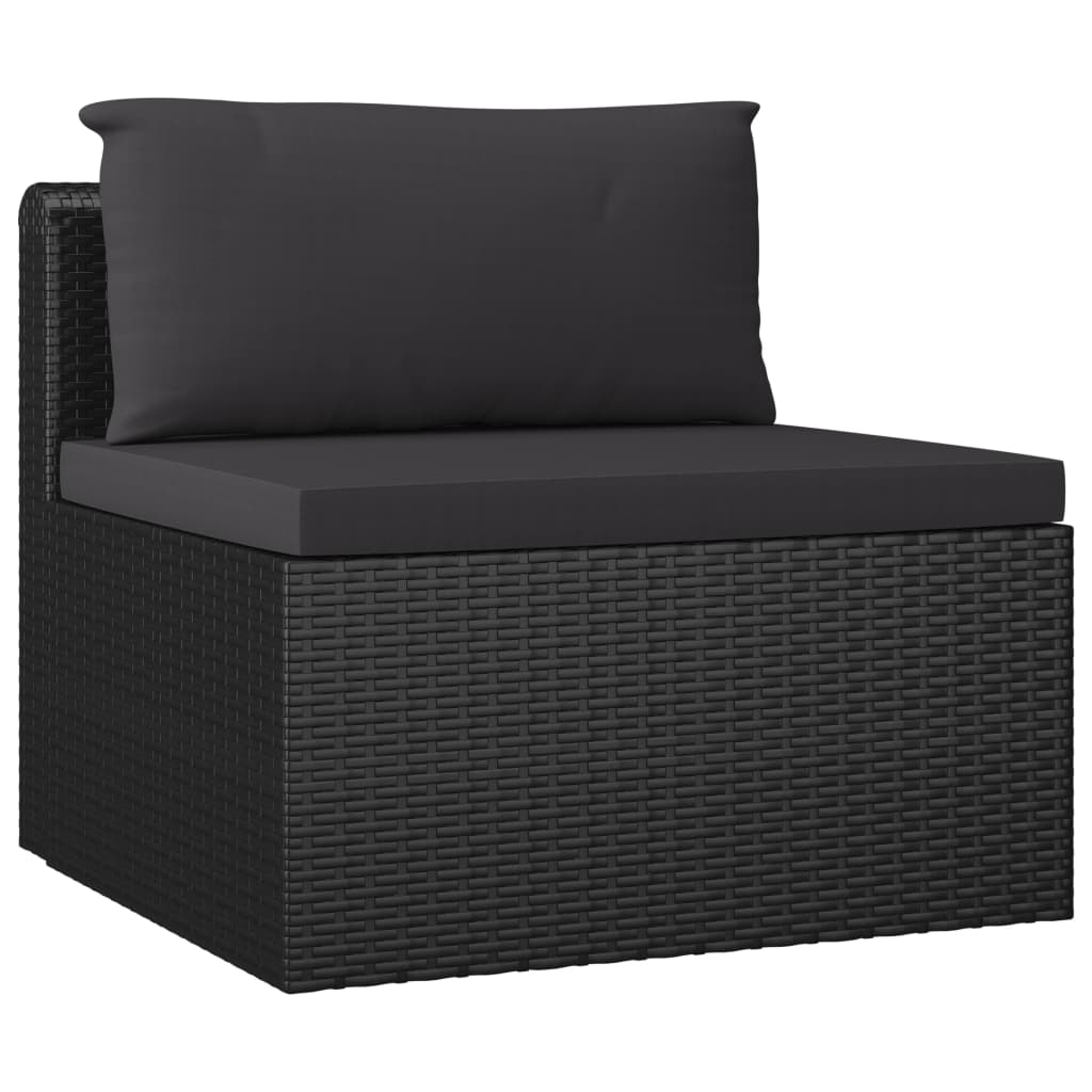 10 pcs conjunto lounge de jardim c/ almofadões vime PE preto - Leva - Me - Contigo