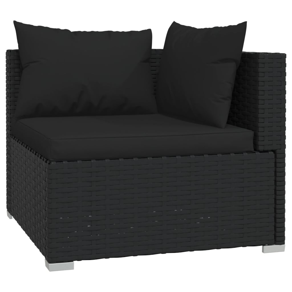 10 pcs conjunto lounge de jardim c/ almofadões vime PE preto - Leva - Me - Contigo