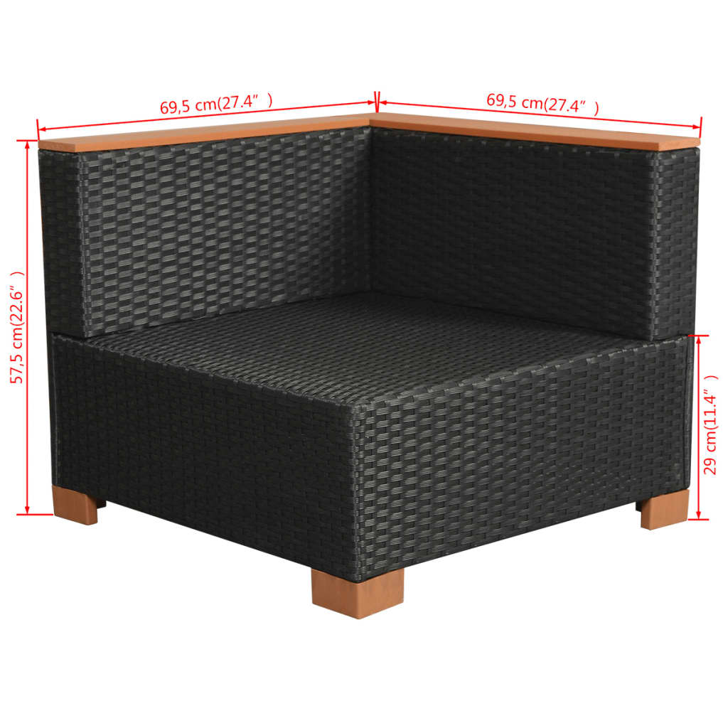 10 pcs conjunto lounge de jardim c/ almofadões vime PE preto - Leva - Me - Contigo