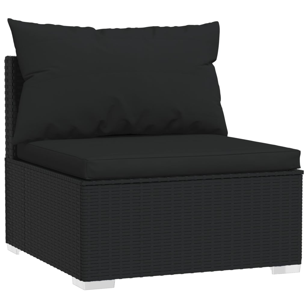 10 pcs conjunto lounge de jardim c/ almofadões vime PE preto - Leva - Me - Contigo