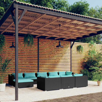 10 pcs conjunto lounge de jardim c/ almofadões vime PE preto - Leva - Me - Contigo