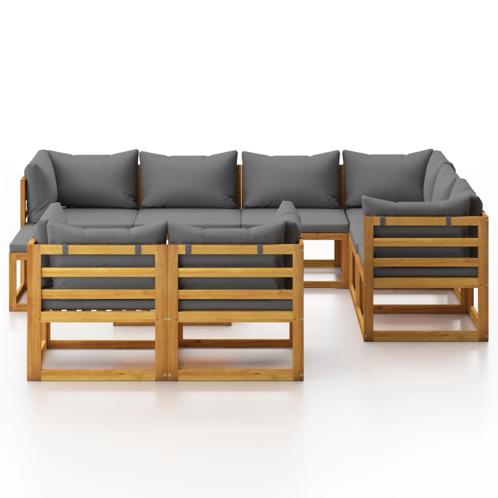 10 pcs conjunto lounge de jardim com almofadões acácia maciça - Leva - Me - Contigo