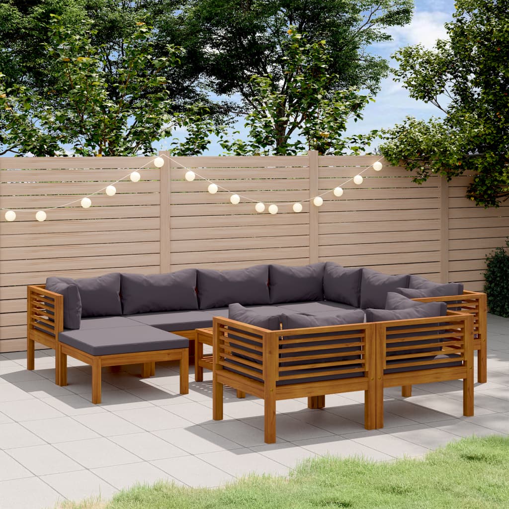 10 pcs conjunto lounge de jardim com almofadões acácia maciça - Leva - Me - Contigo