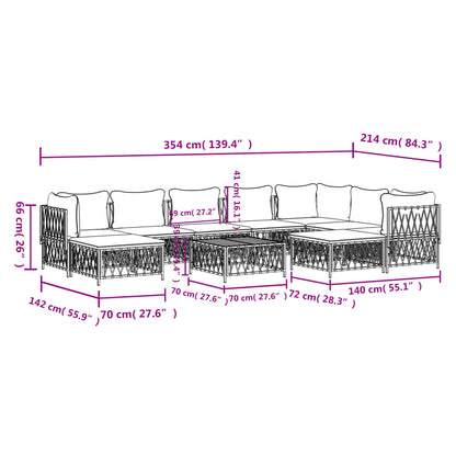 10 pcs conjunto lounge de jardim com almofadões aço antracite - Leva - Me - Contigo