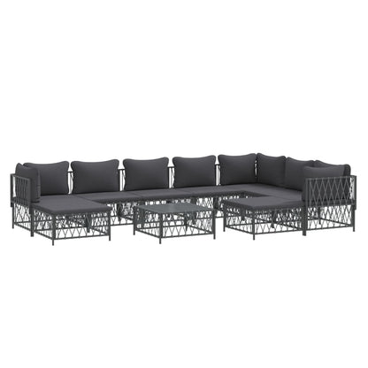 10 pcs conjunto lounge de jardim com almofadões aço antracite - Leva - Me - Contigo