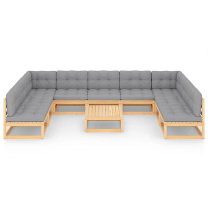 10 pcs conjunto lounge de jardim com almofadões pinho maciço - Leva - Me - Contigo