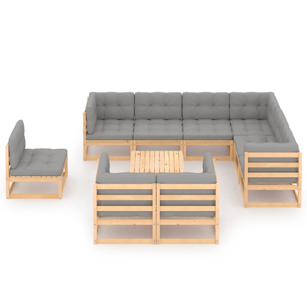 10 pcs conjunto lounge de jardim com almofadões pinho maciço - Leva - Me - Contigo