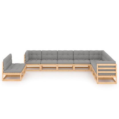 10 pcs conjunto lounge de jardim com almofadões pinho maciço - Leva - Me - Contigo