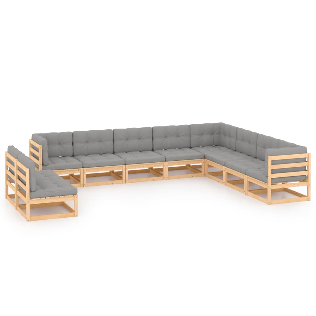 10 pcs conjunto lounge de jardim com almofadões pinho maciço - Leva - Me - Contigo