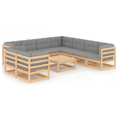 10 pcs conjunto lounge de jardim com almofadões pinho maciço - Leva - Me - Contigo