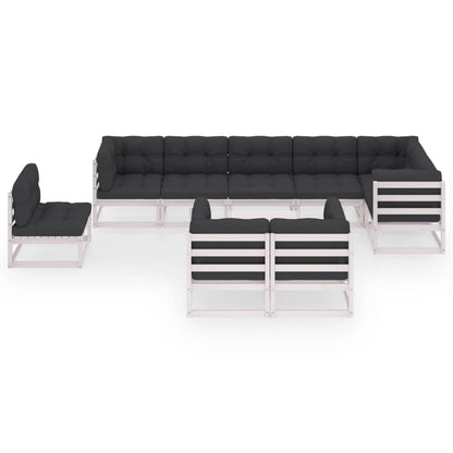 10 pcs conjunto lounge de jardim com almofadões pinho maciço - Leva - Me - Contigo