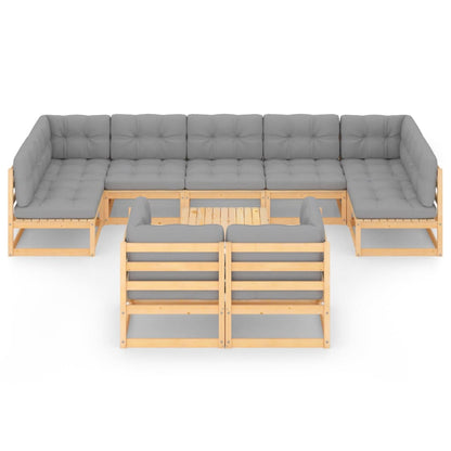 10 pcs conjunto lounge de jardim com almofadões pinho maciço - Leva - Me - Contigo