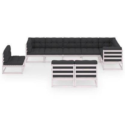 10 pcs conjunto lounge de jardim com almofadões pinho maciço - Leva - Me - Contigo