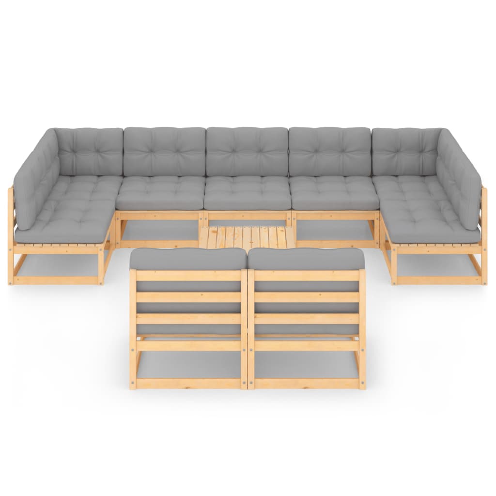 10 pcs conjunto lounge de jardim com almofadões pinho maciço - Leva - Me - Contigo