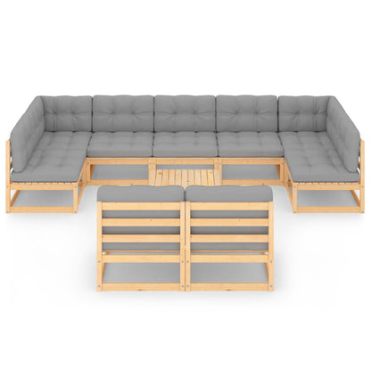 10 pcs conjunto lounge de jardim com almofadões pinho maciço - Leva - Me - Contigo