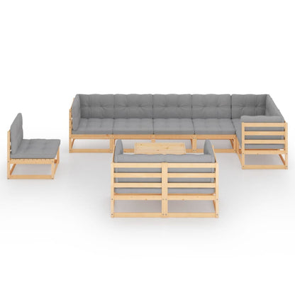 10 pcs conjunto lounge de jardim com almofadões pinho maciço - Leva - Me - Contigo