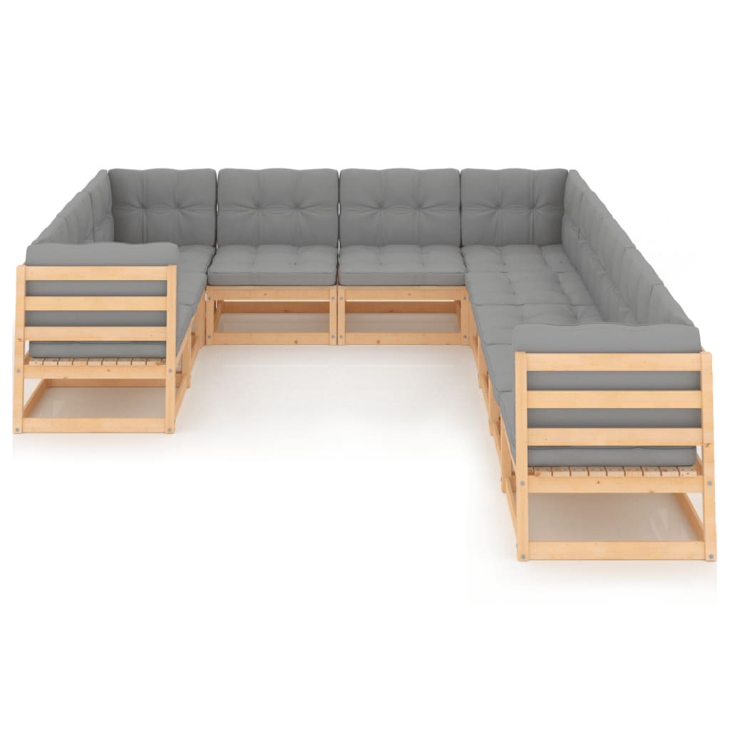 10 pcs conjunto lounge de jardim com almofadões pinho maciço - Leva - Me - Contigo