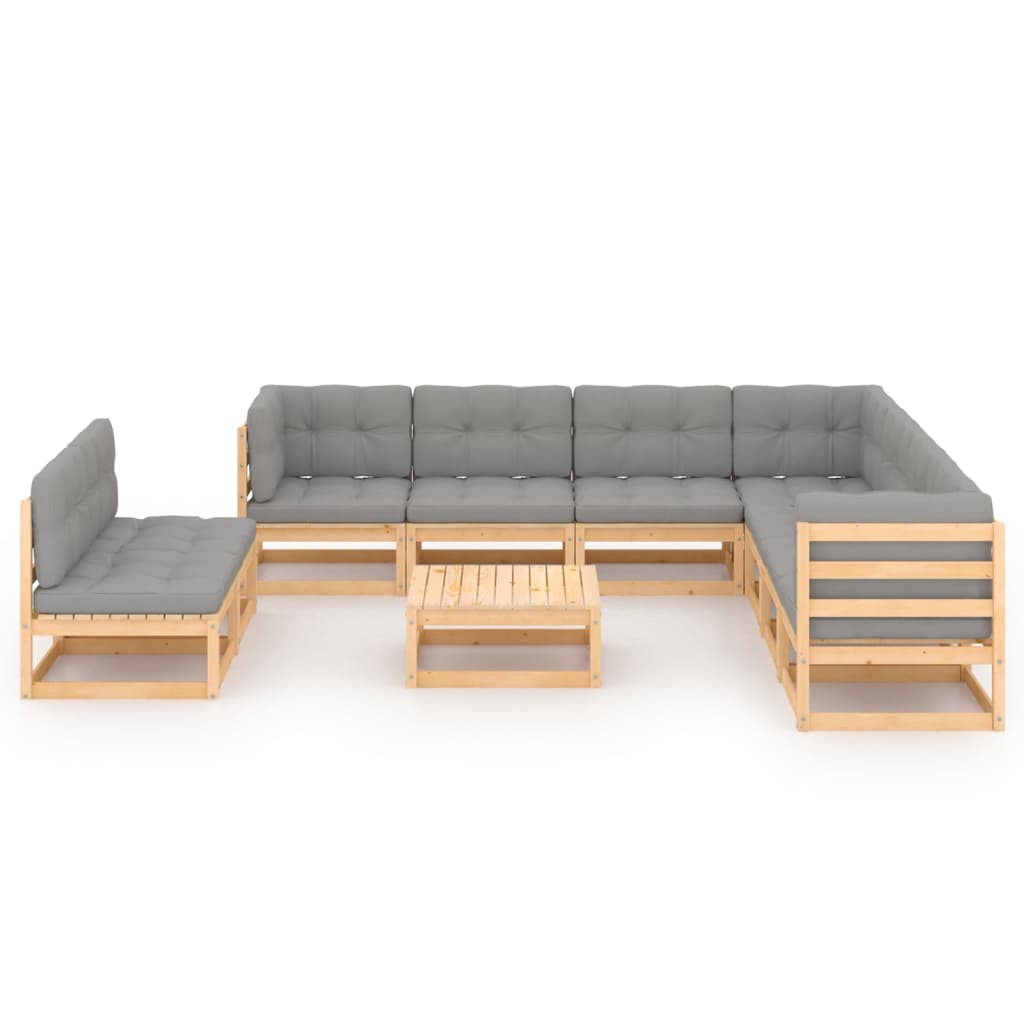 10 pcs conjunto lounge de jardim com almofadões pinho maciço - Leva - Me - Contigo