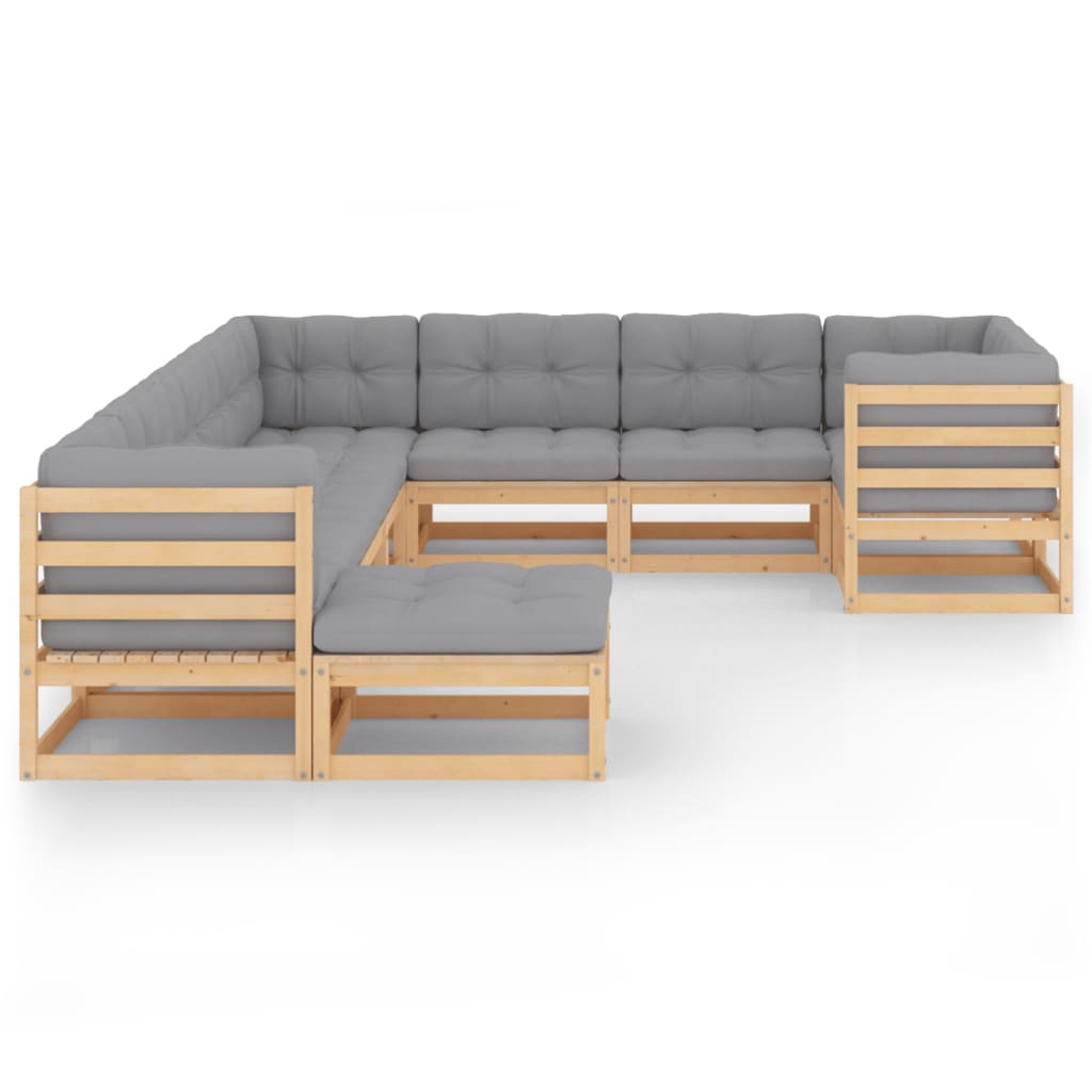 10 pcs conjunto lounge de jardim com almofadões pinho maciço - Leva - Me - Contigo