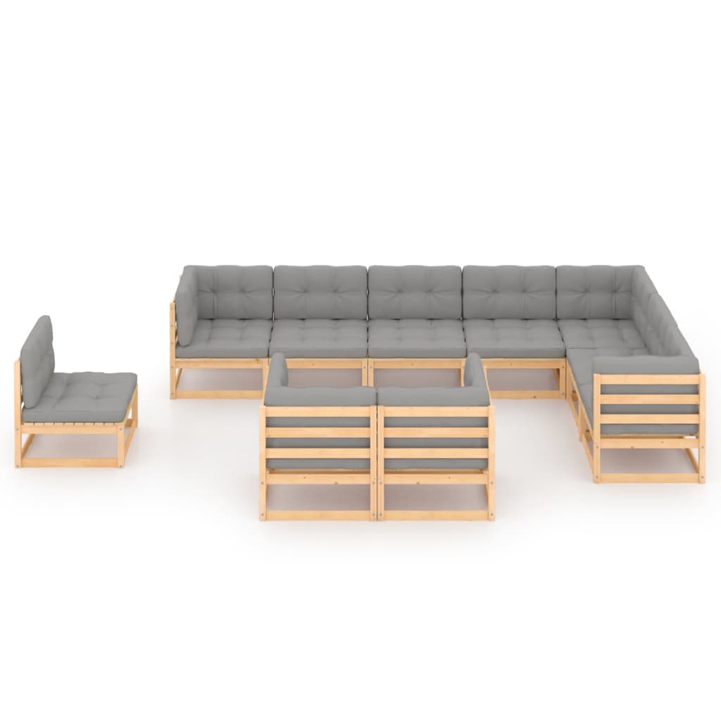 10 pcs conjunto lounge de jardim com almofadões pinho maciço - Leva - Me - Contigo