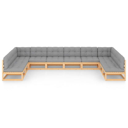 10 pcs conjunto lounge de jardim com almofadões pinho maciço - Leva - Me - Contigo