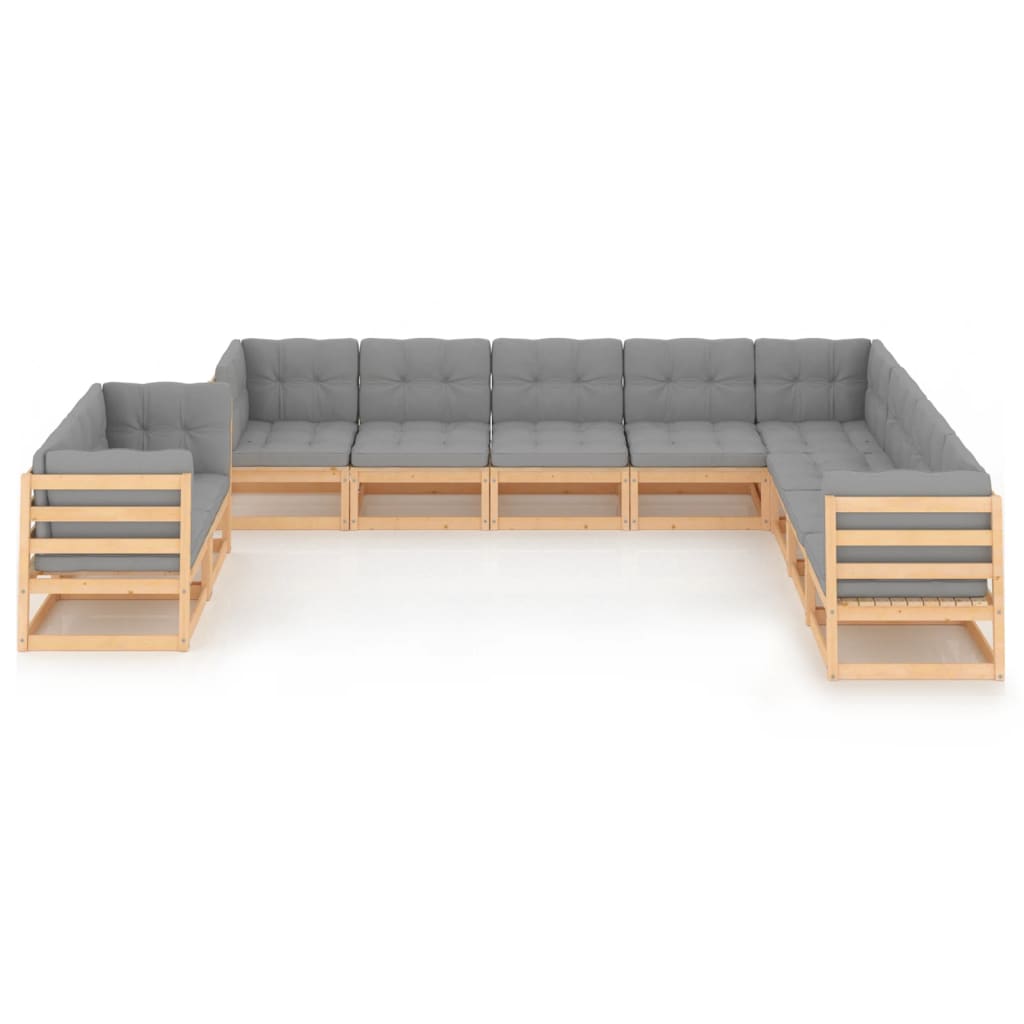 10 pcs conjunto lounge de jardim com almofadões pinho maciço - Leva - Me - Contigo