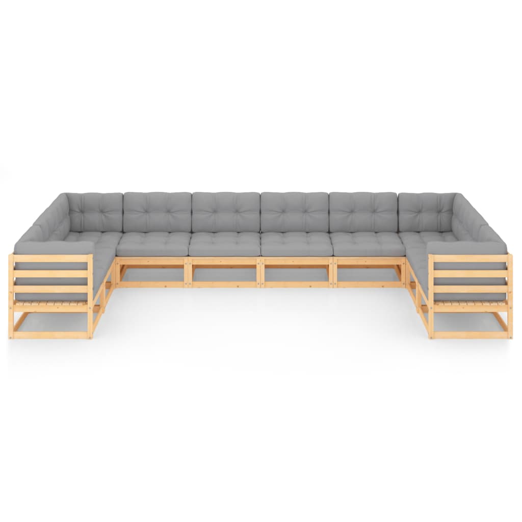 10 pcs conjunto lounge de jardim com almofadões pinho maciço - Leva - Me - Contigo