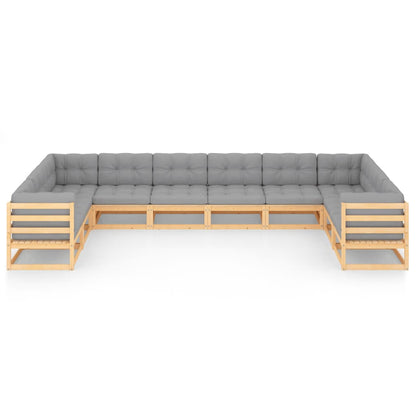 10 pcs conjunto lounge de jardim com almofadões pinho maciço - Leva - Me - Contigo