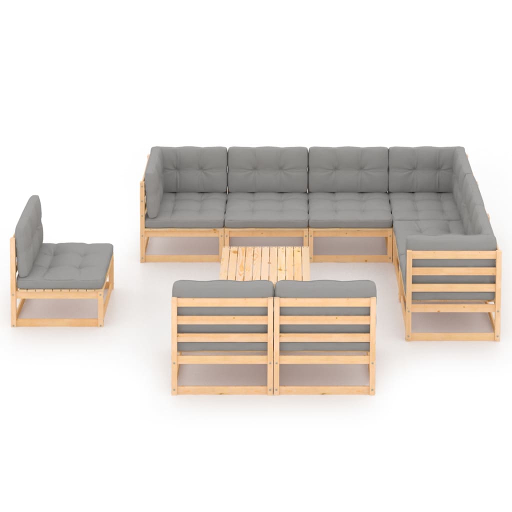 10 pcs conjunto lounge de jardim com almofadões pinho maciço - Leva - Me - Contigo