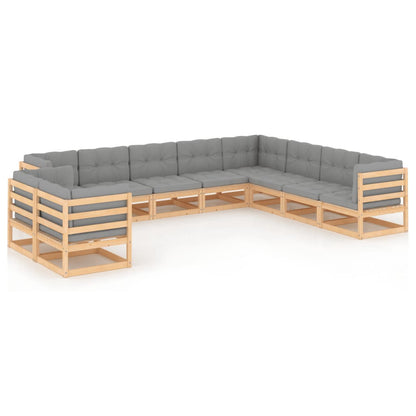 10 pcs conjunto lounge de jardim com almofadões pinho maciço - Leva - Me - Contigo