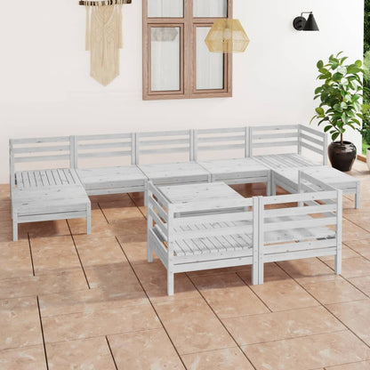 10 pcs conjunto lounge de jardim pinho maciço branco - Leva - Me - Contigo