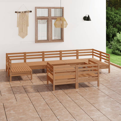 10 pcs conjunto lounge de jardim pinho maciço castanho mel - Leva - Me - Contigo