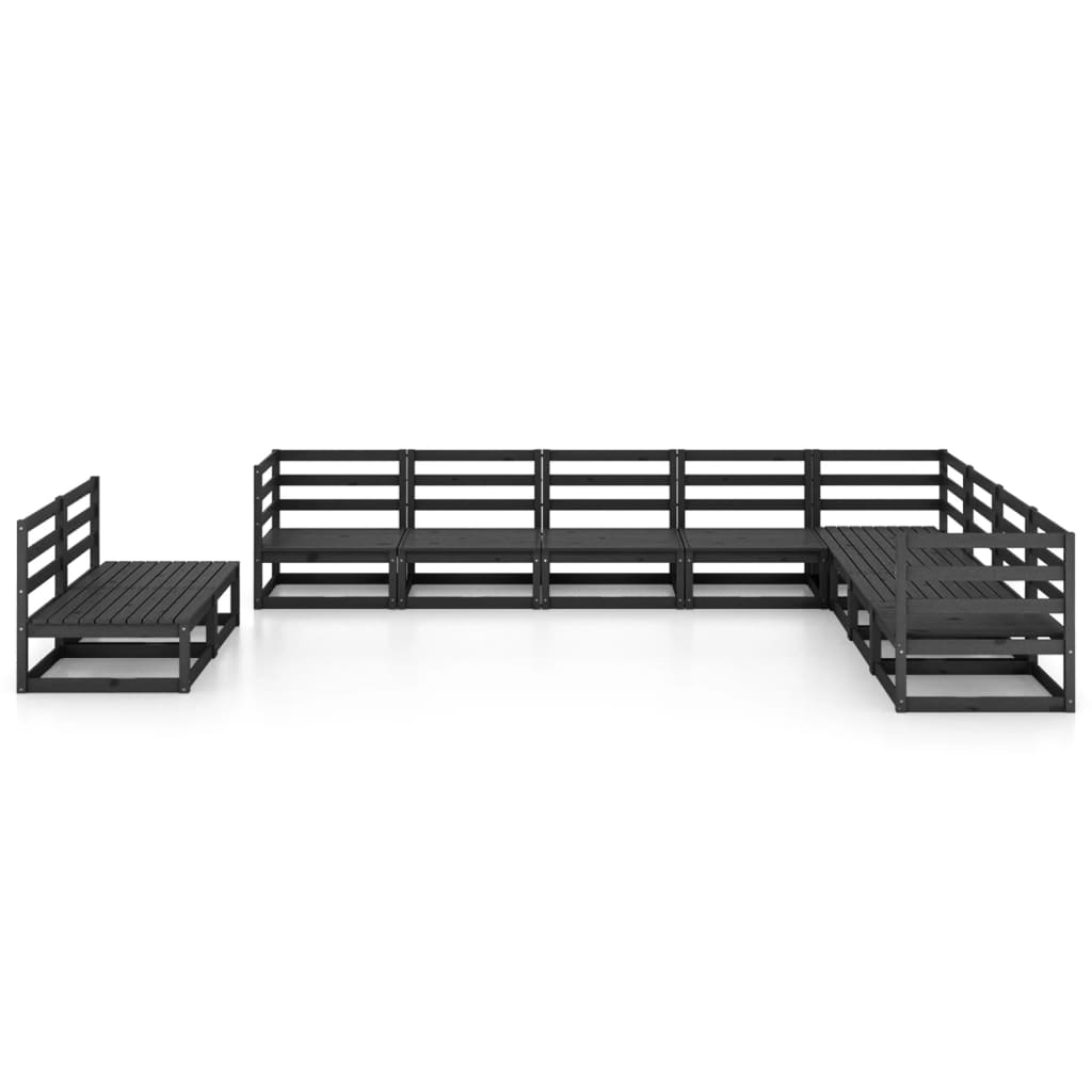 10 pcs conjunto lounge de jardim pinho maciço preto - Leva - Me - Contigo