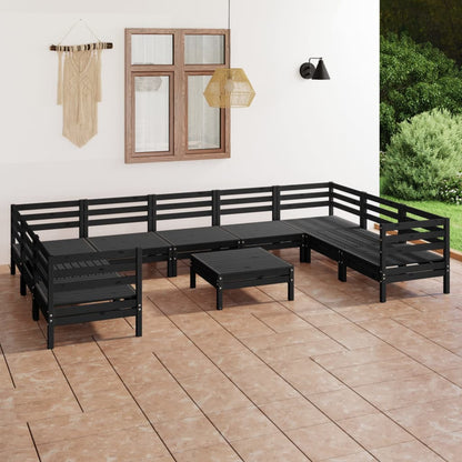 10 pcs conjunto lounge de jardim pinho maciço preto - Leva - Me - Contigo