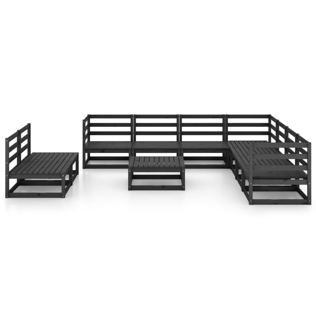 10 pcs conjunto lounge de jardim pinho maciço preto - Leva - Me - Contigo