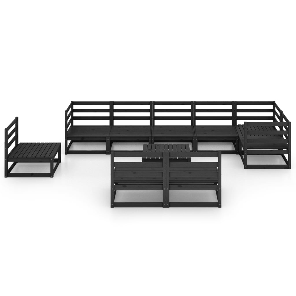 10 pcs conjunto lounge de jardim pinho maciço preto - Leva - Me - Contigo