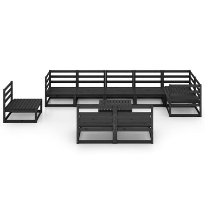 10 pcs conjunto lounge de jardim pinho maciço preto - Leva - Me - Contigo