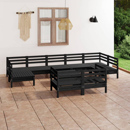 10 pcs conjunto lounge de jardim pinho maciço preto - Leva - Me - Contigo