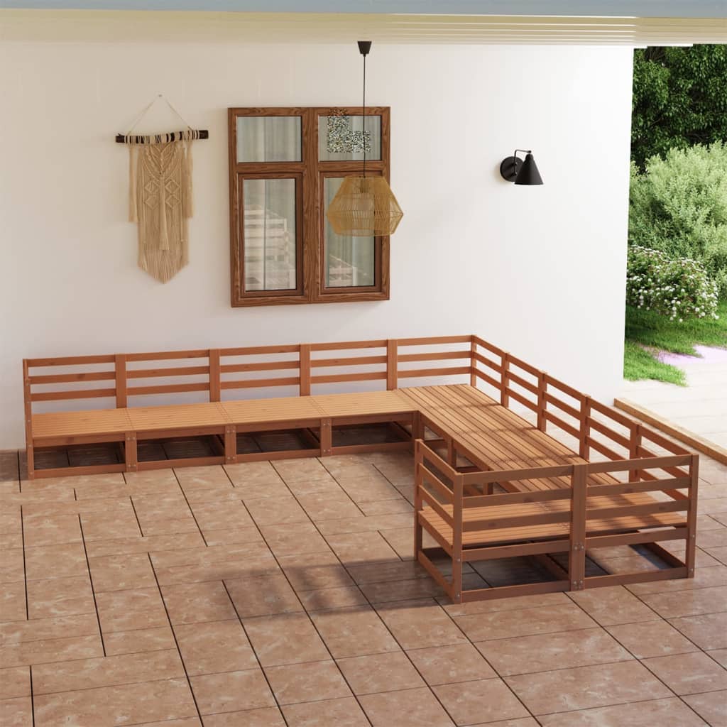 10 pcs conjunto lounge de jardim pinho maciço - Leva - Me - Contigo