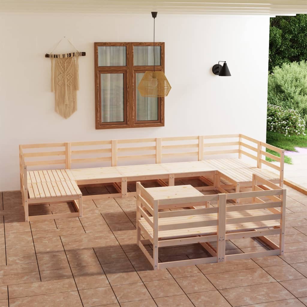 10 pcs conjunto lounge de jardim pinho maciço - Leva - Me - Contigo