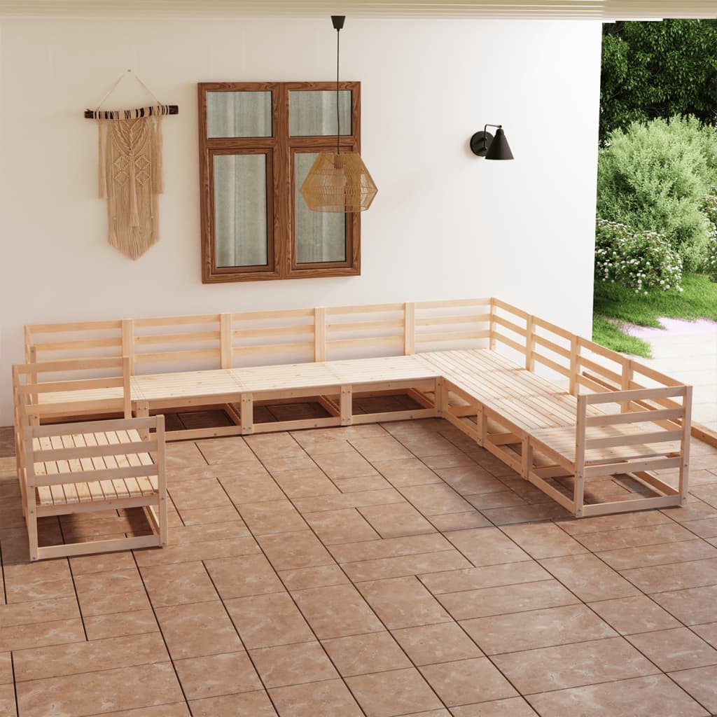 10 pcs conjunto lounge de jardim pinho maciço - Leva - Me - Contigo