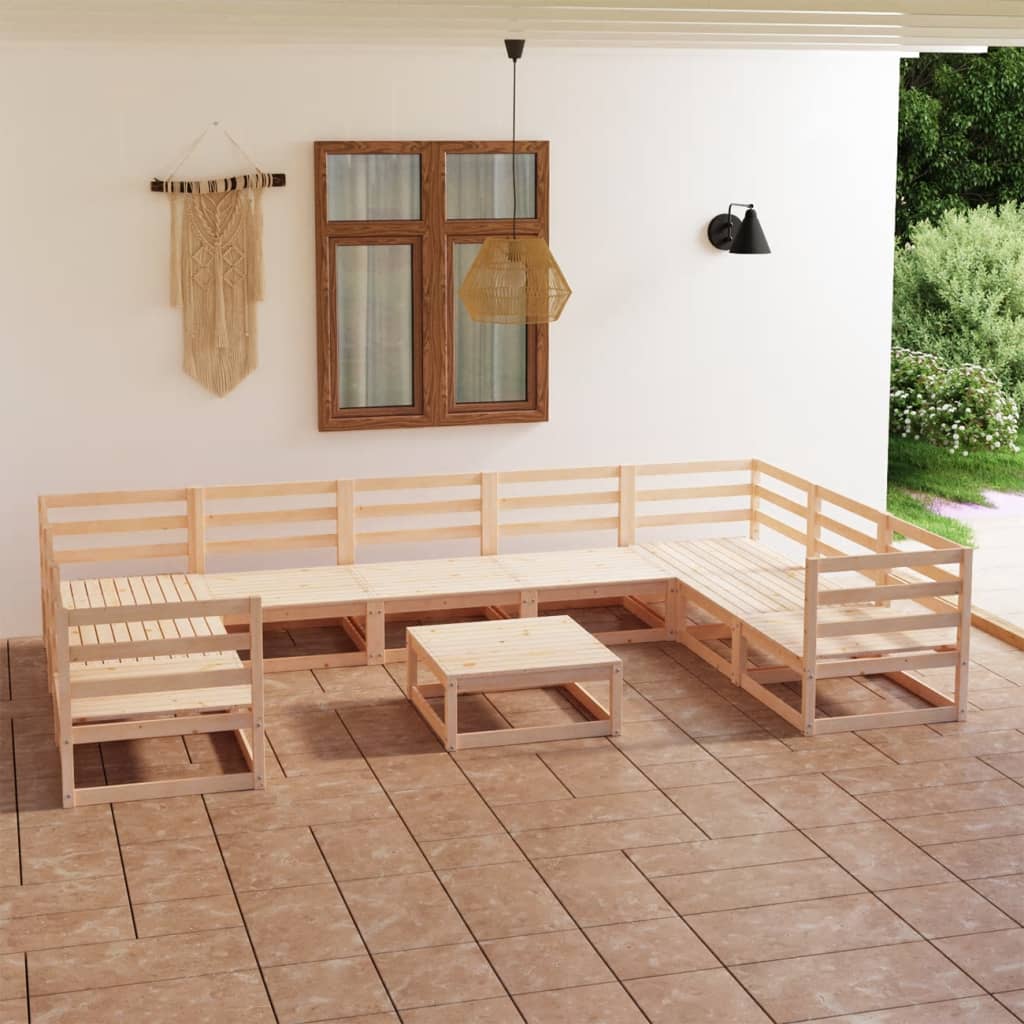 10 pcs conjunto lounge de jardim pinho maciço - Leva - Me - Contigo