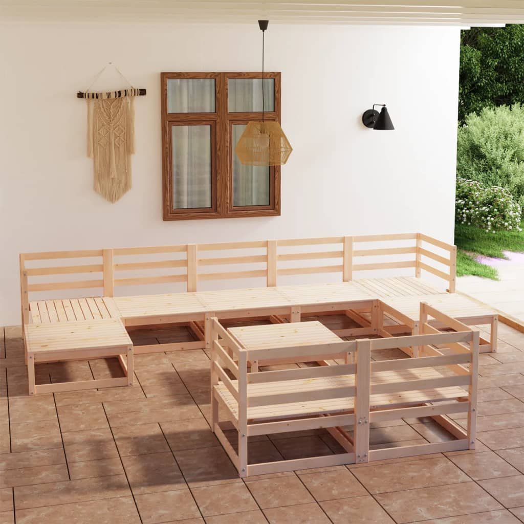 10 pcs conjunto lounge de jardim pinho maciço - Leva - Me - Contigo