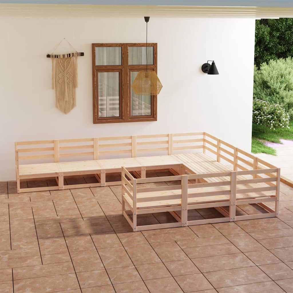 10 pcs conjunto lounge de jardim pinho maciço - Leva - Me - Contigo