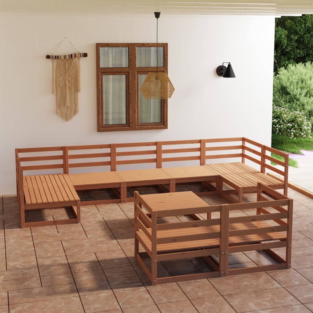 10 pcs conjunto lounge de jardim pinho maciço - Leva - Me - Contigo