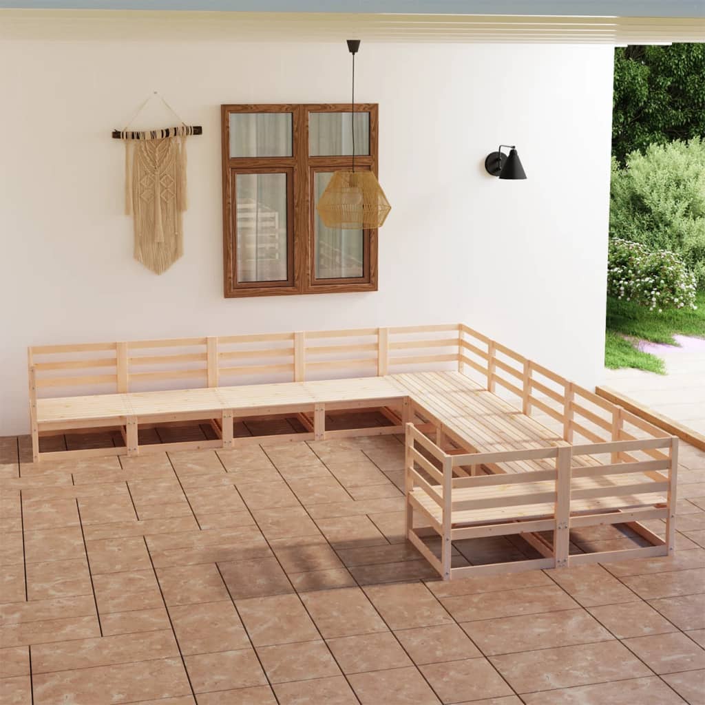 10 pcs conjunto lounge de jardim pinho maciço - Leva - Me - Contigo